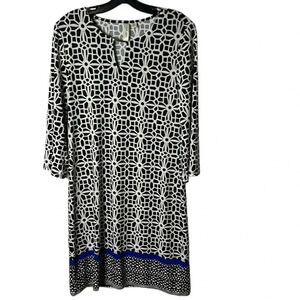 Tacera dress  ,Med ,midi , shift,
geometric ,trim ,